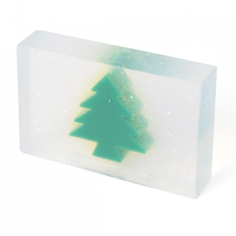 Christmas Tree Glitter Snowmusk Glycerin Soap Slice - Bath Bubble & Beyond 120g